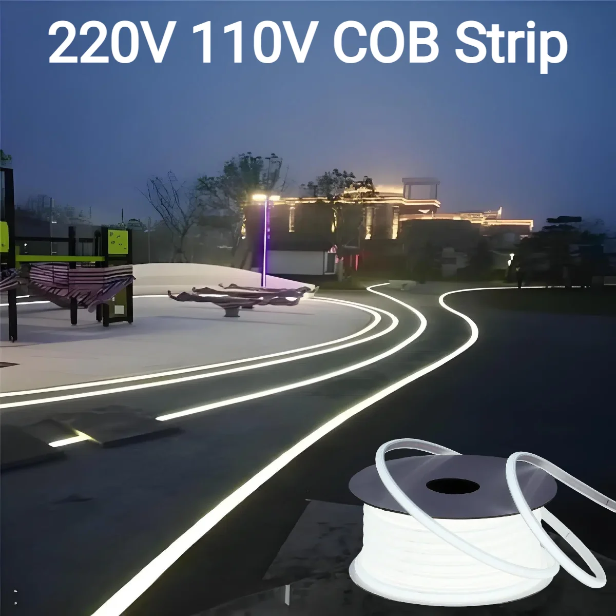 Outdoor Power Strip Weatherproof - Lampu Strip LED COB Gel Silikon