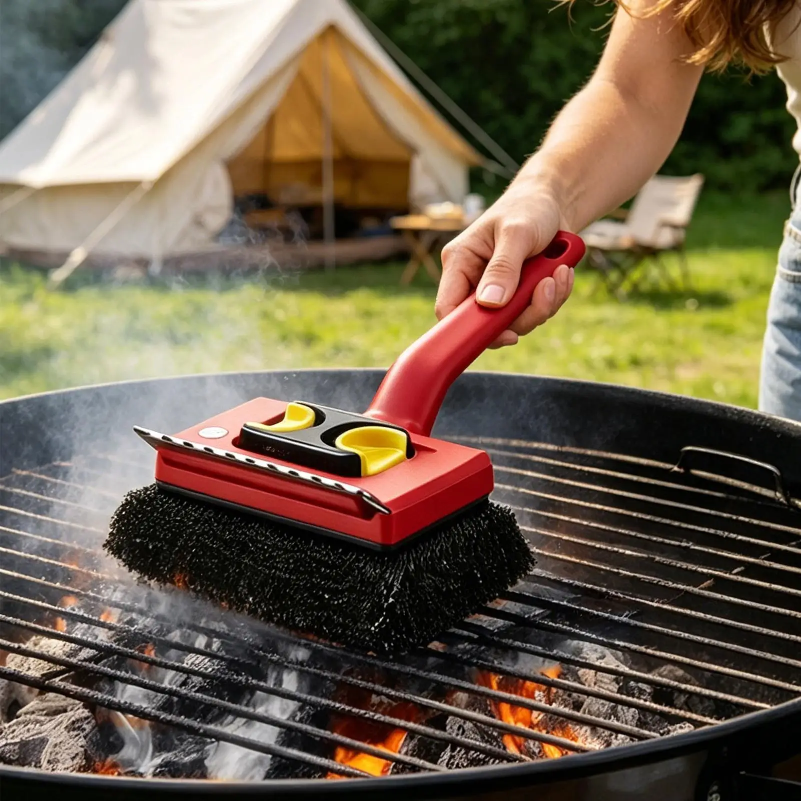 Outdoor Power Brush - Sikat Panggangan Listrik Gagang Panjang, Desain