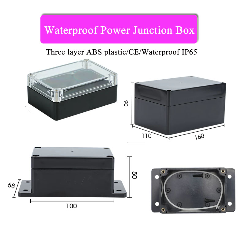 Outdoor Power Junction Box - Kotak Plastik ABS Hitam Tahan Air